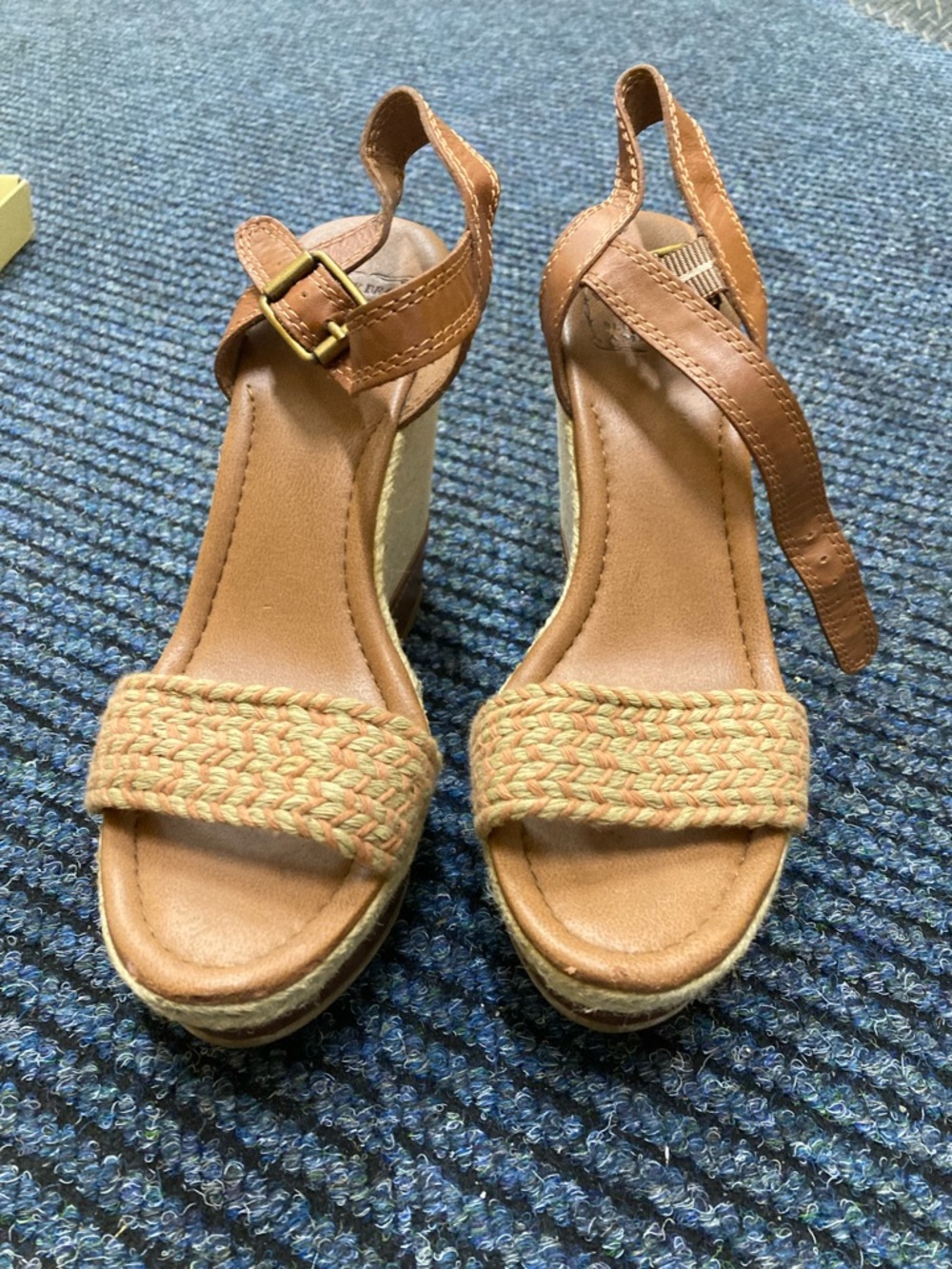 Lucky Brand Tan Braided Strap Espadrille Wedge Sandals